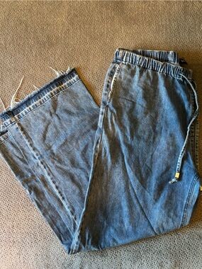 white birch Blue Wide Leg Jeans